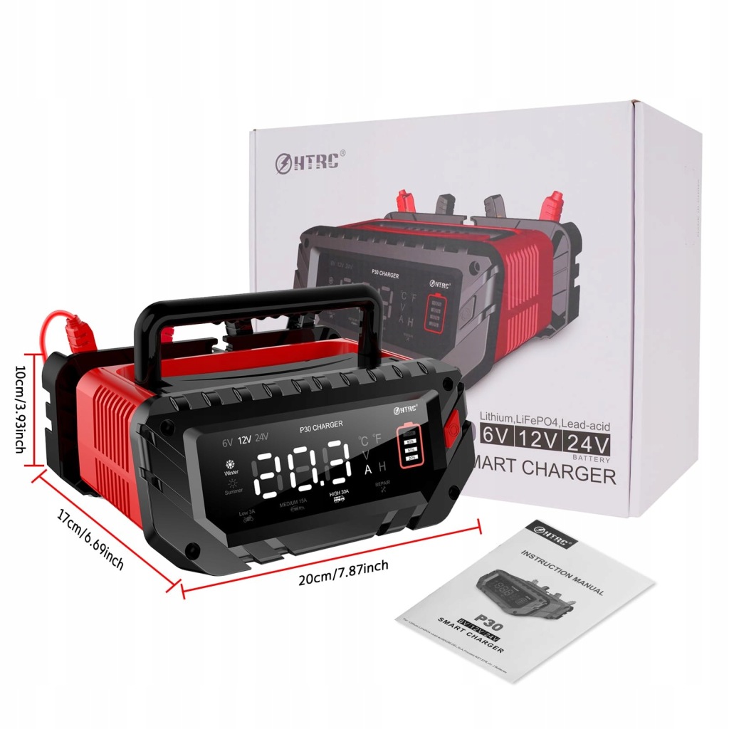 Nabíječ pro usměrňovač akumulátoru Efb Gel Agm 12V 24V 30A LCD