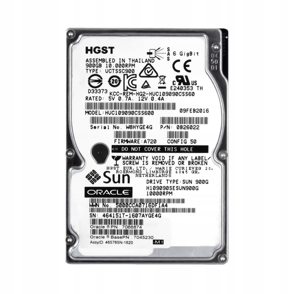 Sun 7066874 7045230 900GB 10K 64MB SAS-2 2.5" H109090SESUN900G