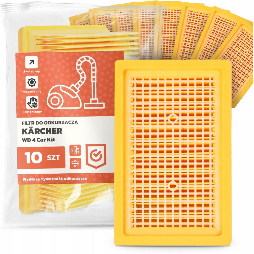 10x Filtr Do Vysavače Kärcher Wd 4 Car Kit Vzduchové sací filtry Em-w