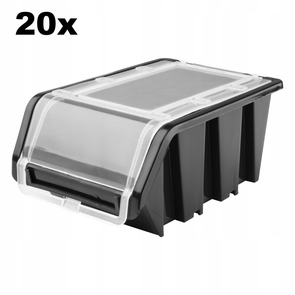 20 x Nádoba s víkem box 100x155x70 černá