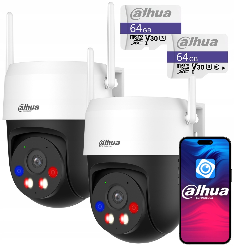 Otočná WiFi kamera 5MPx Venkovní 2ks Dahua P5AS-PV Alarm Ai Diody 64GB