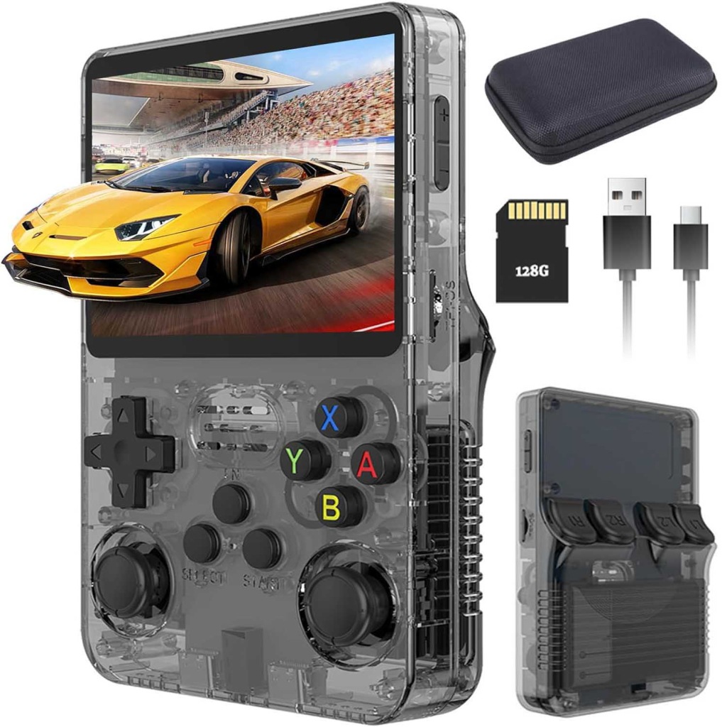 Přenosná Mobilní R36S Retro Herní Konzole 21000+ Hry 128G Paměťová Karta