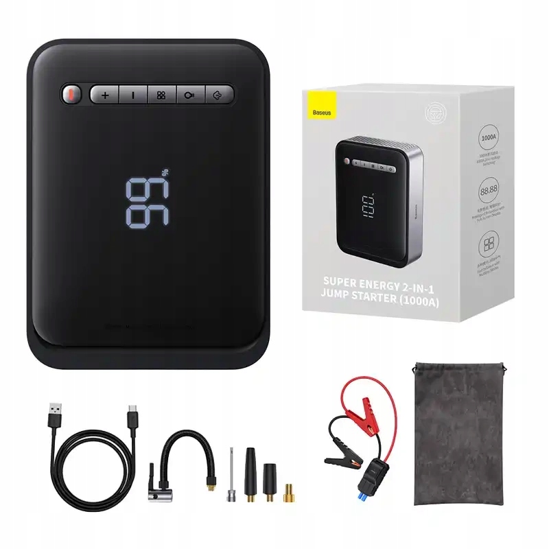 Baseus Jump Starter Booster Powerbank Startér Kompresor 2v1 8000 mAh