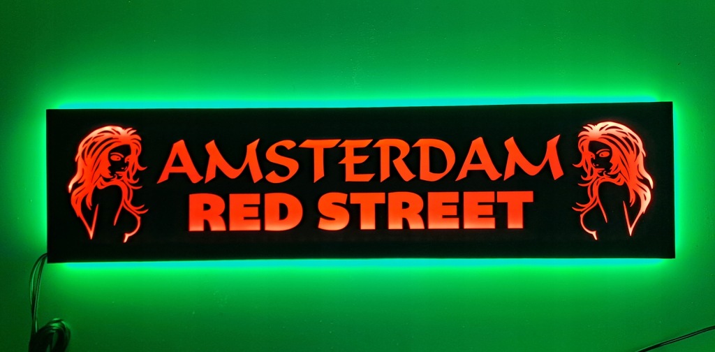 Led tabule Amsterdam Red Street nad postel s osvětlením kabiny Tir Lkw
