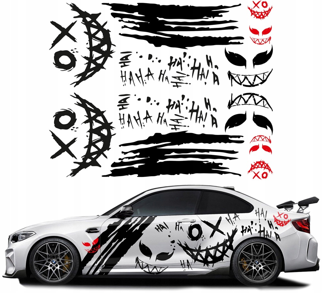 Samolepky Grafika na auto Motiv Ha Ha Joker 94x480 cm 2 kusy