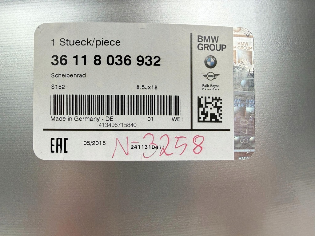 BMW E90 E91 E92 E93 Felga 8.5Jx18 ET37 Styling 152 Nowa OE 8036932 — zdjęcie 7