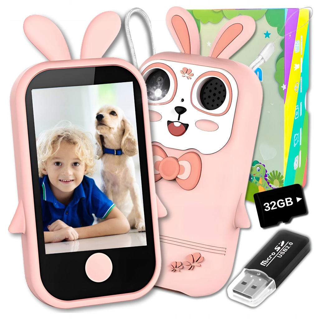 Telefon Pro Děti Hračka Digitální Fotoaparát Vzdělávací Kamera Karta 32GB