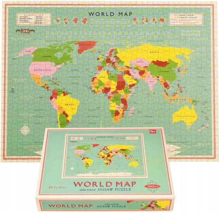 Puzzle 1000 El. Skládačka Pro Děti Mapa Světa