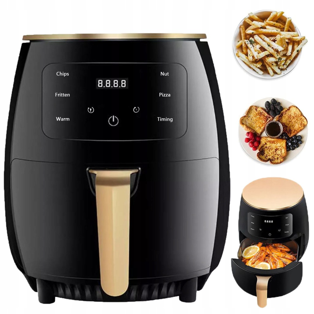 Beztuková Fritéza Air Fryer, Multifunkční Fritéza Velká 6 L 2400 W