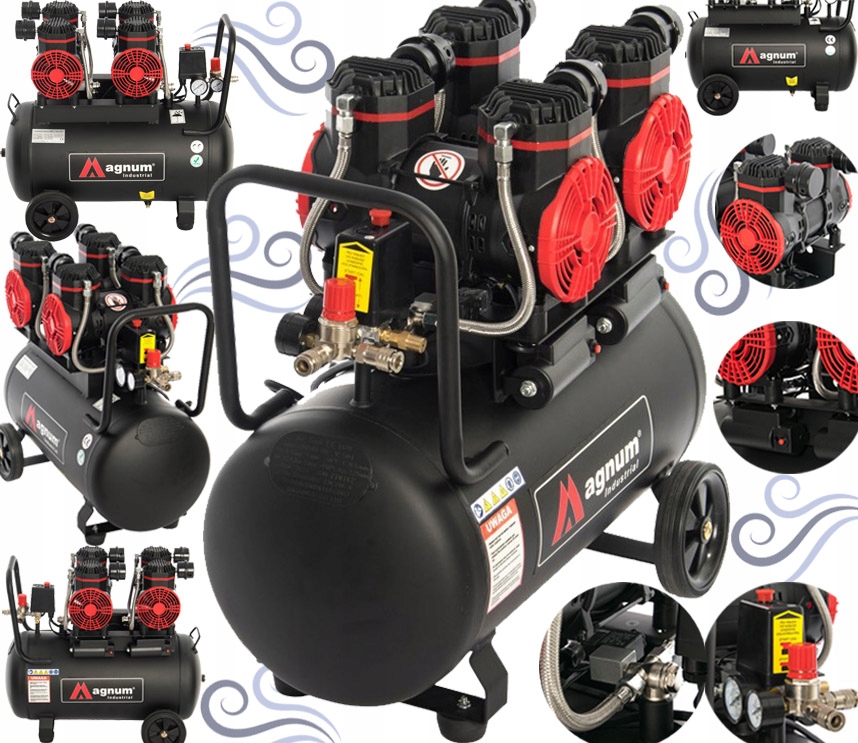 Tichý Bezolejový Kompresor Kompresor Magnum JWS-A50N 8 Bar 3000 W 50 L 78 dB