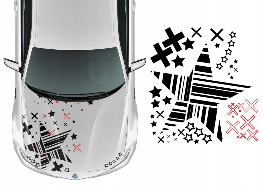 Samolepka Grafika na auto Masku Motiv Maskáčový Hvězda Hvězdy Stars 91x86