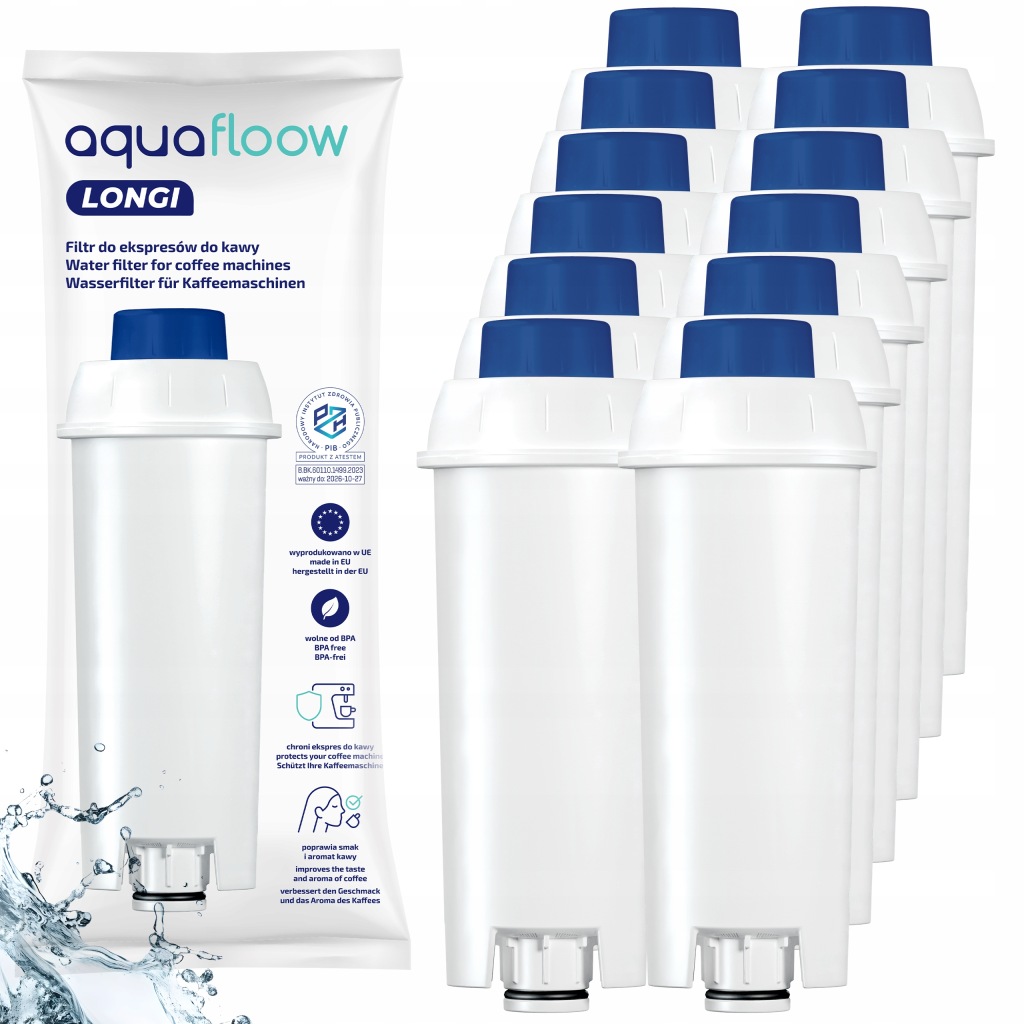 12 x vodní filtr pro kávovar Delonghi Dinamica Eletta AquaFloow Longi
