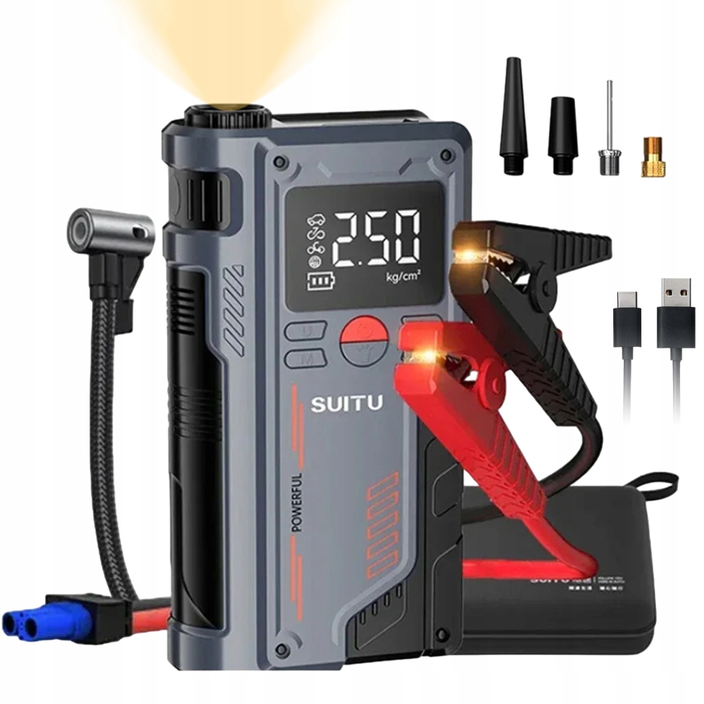 Jump Starter Start Booster Powerbank Výkonný Svítilna Kladivo Sada 20000MAH