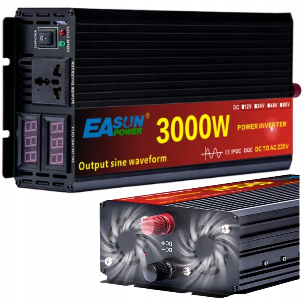 Měnič Napětí Automobilová Napětí 12 V na 230 V 3000 W Sinus Čistá Sinusoida