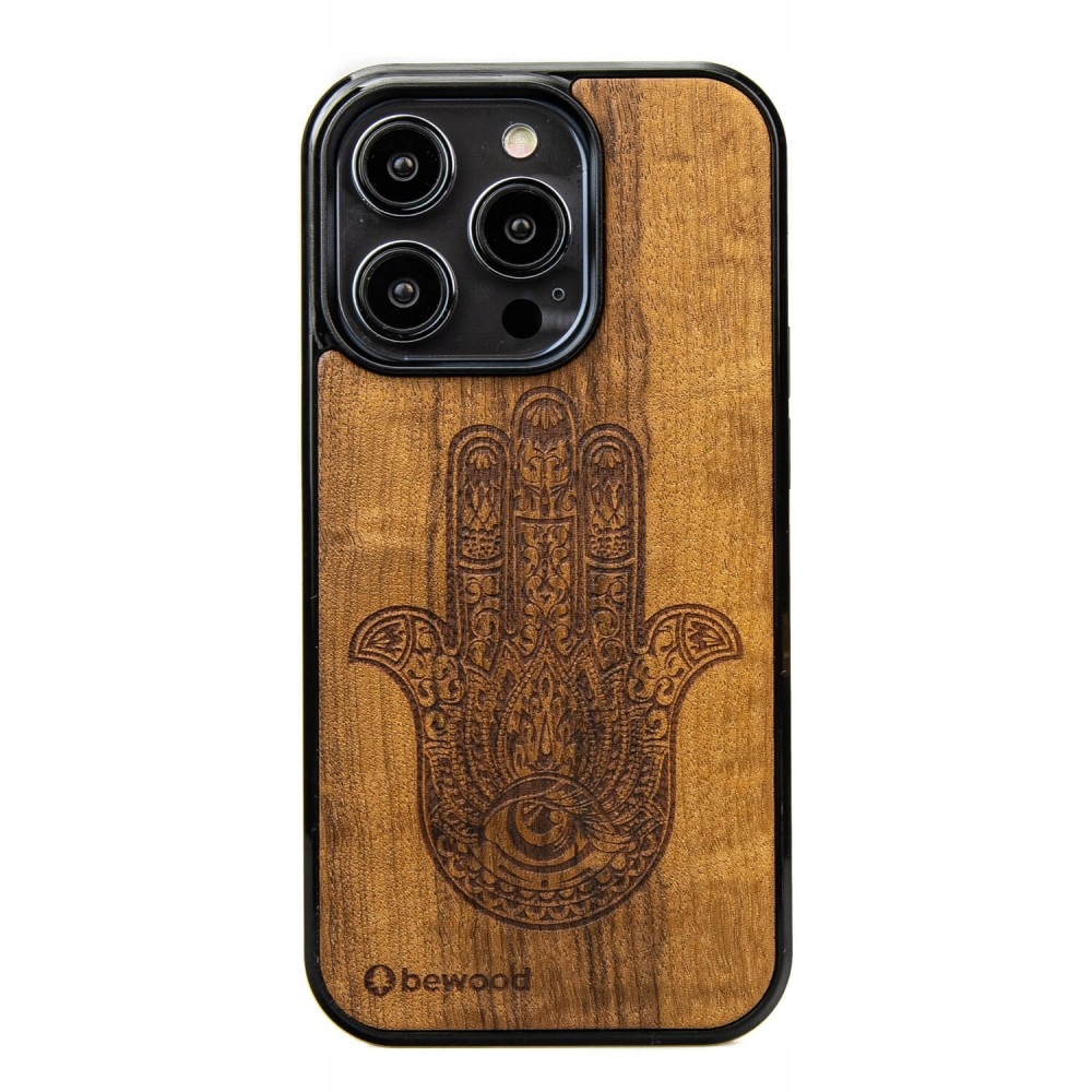 Dřevěné Pouzdro Bewood pro iPhone 14 Pro Hamsa Imbuia