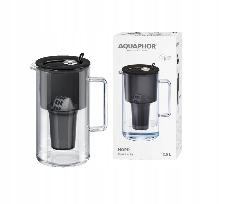 Filtrační konvice skleněná Aquaphor Nord 2,5 l s náplní A5 (350 l), černá
