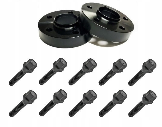 Černé distanční vložky 5x120 72.5 20 mm černé šrouby Bmw E32 E34 E46 E60 E81 E90