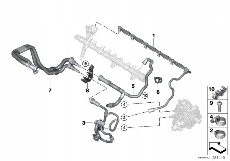 BMW G05 G06 G07 3.0 B57 Przewód Paliwowy Komory Silnika Nowy OE 8589839 — zdjęcie 2
