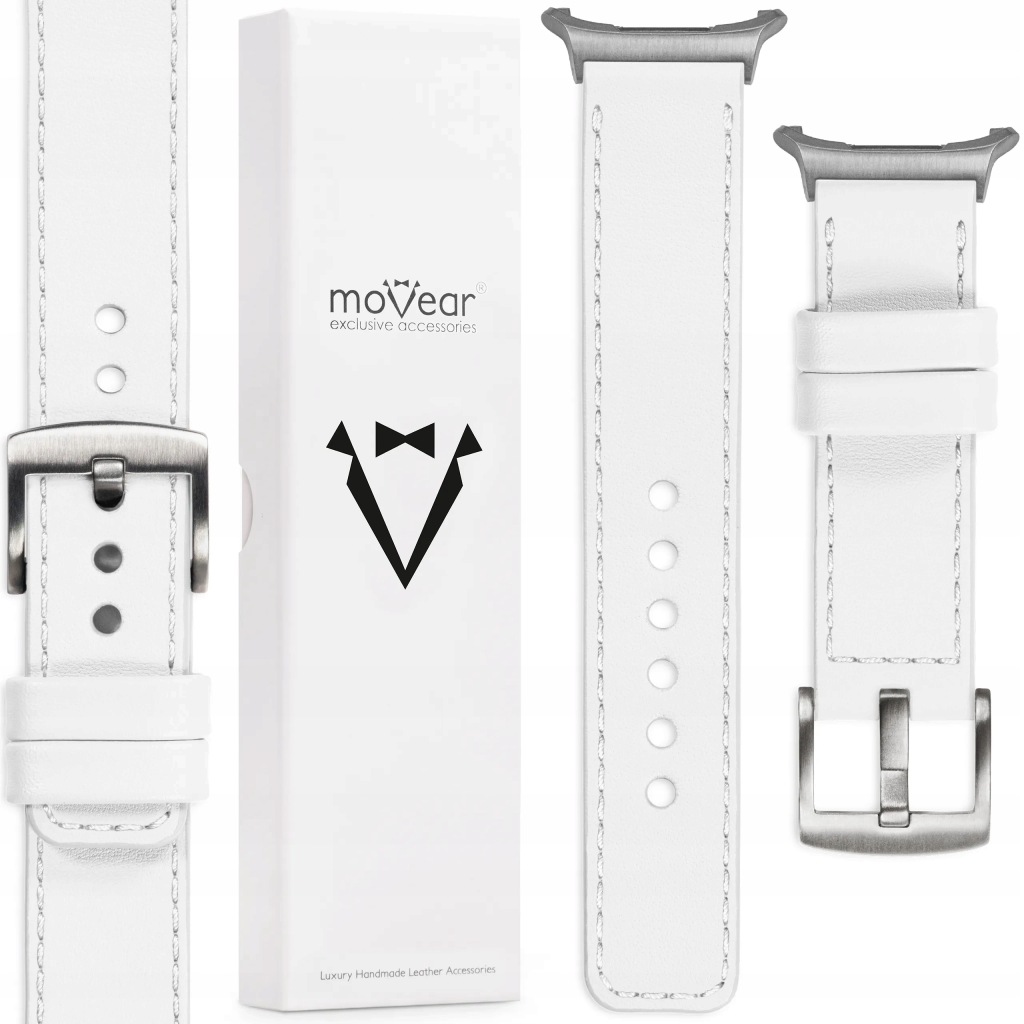 Kožený řemínek pro Samsung Galaxy Watch Ultra 22 mm Bílý Polský Movear