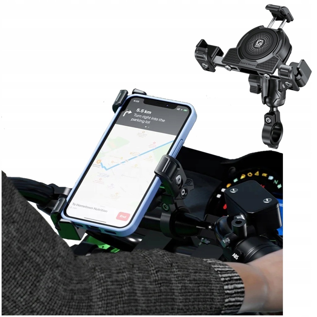 Zdjęcie okazji: Uchwyt motocyklowy na telefon z ładowarką indukcyjną Qi 15W Usb-c 36W rower