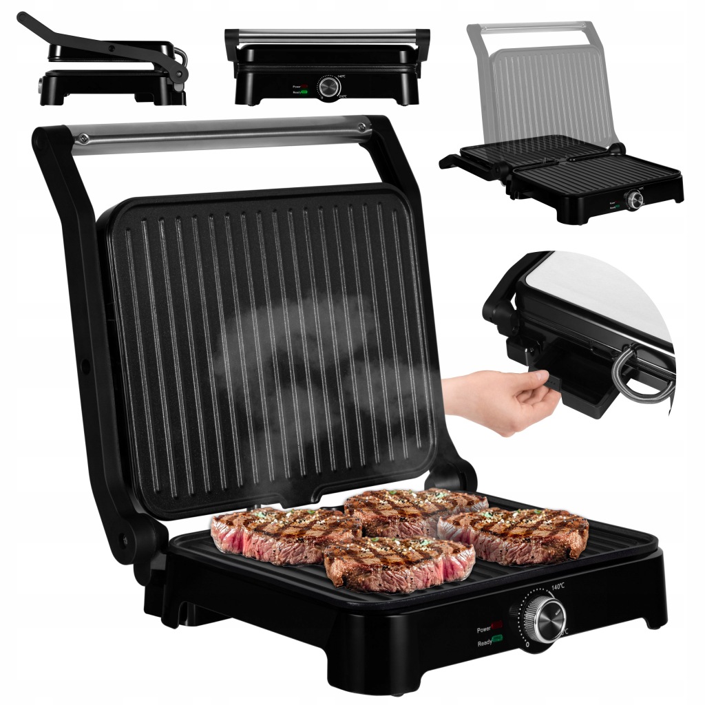 Elektrický kontaktní gril Sendvičovač Panini Toustovač Velký 2200 W