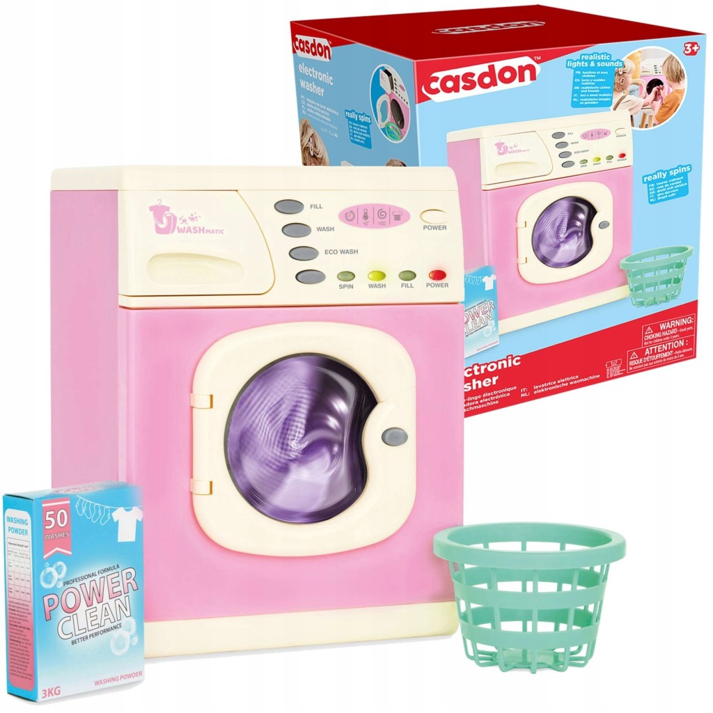 Pračka Pro Děti Zvuk Buben Světlo Velká Na Baterie Rohová Casdon 30 CM
