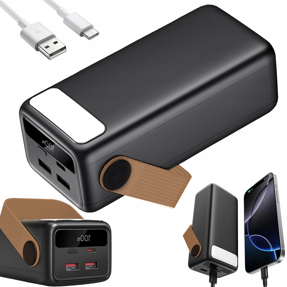 Powerbanka 22,5 W Rychlé Nabíjení 1 Typu C 2 Usb A S držákem 40000 Mah