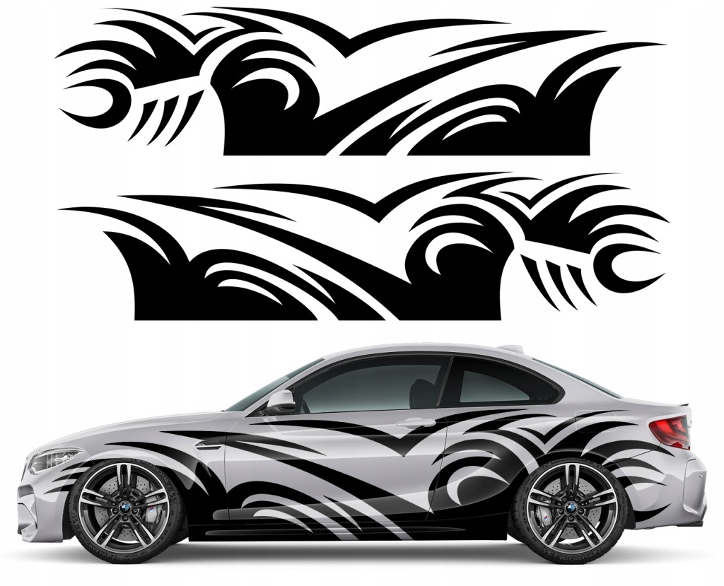2x Nálepka Grafika na auto Motiv Tribal Abstrakce Tvary 90x745