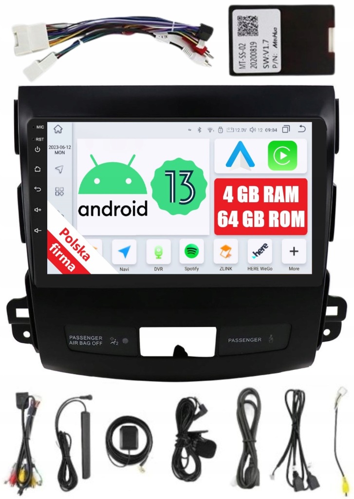 Rádio 2DIN Android Mitsubishi Outlander 2 II 4/64 Gb Dsp Carplay Lte