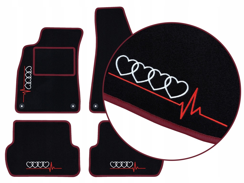 Autokoberce Audi A3 8V (2012-2020) 4 Výšivky, Bordó