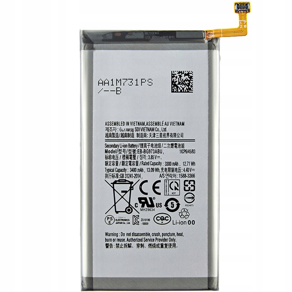 Nová baterie pro Samsung Galaxy S10 SM-G973W, SM-G9730 EB-BG973ABU 3400 mAh