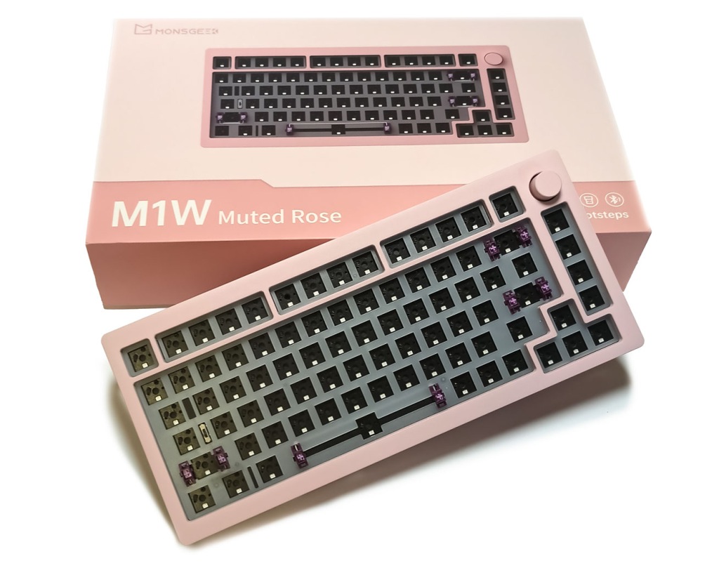 Kovová růžová klávesnice MonsGeek M1W Hotswap Bluetooth M1 Hot Swap Rgb