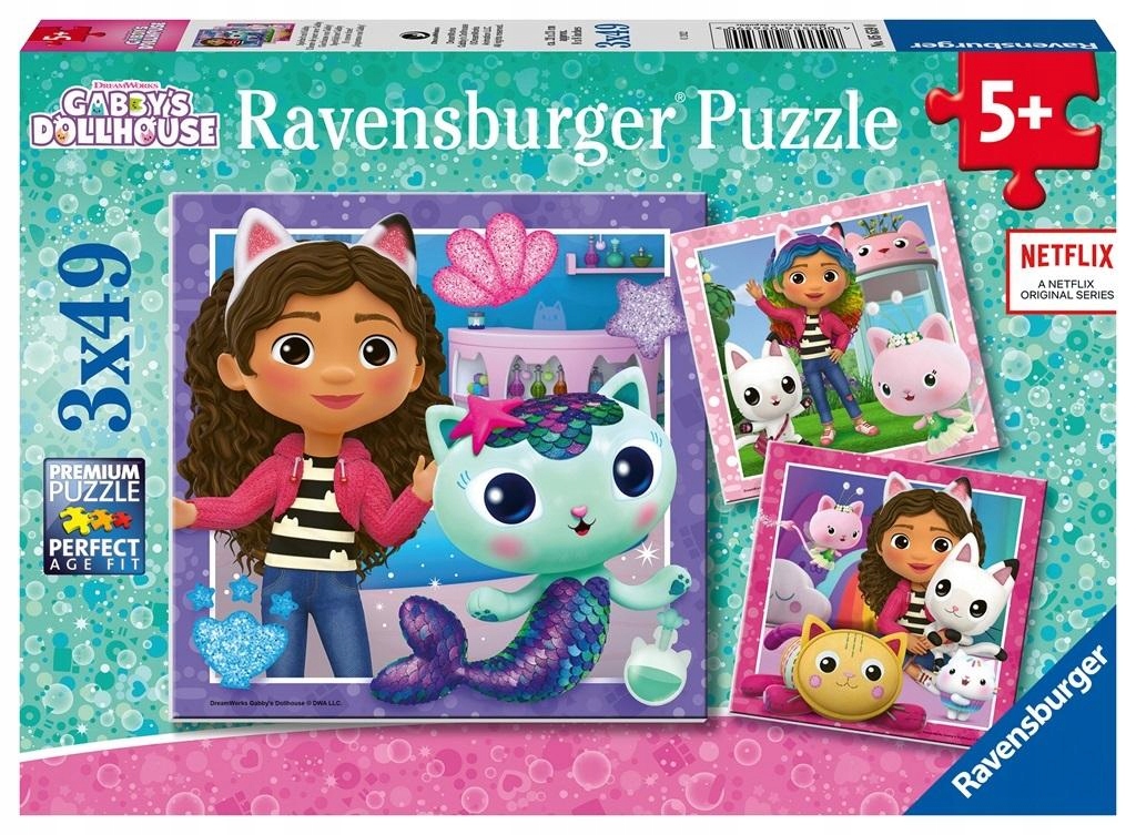 Logická Skládačka Hobby Puzzle Manuální hra 3x49 Dílků Gábinin Kouzelný Domek