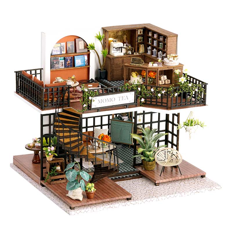 Miniaturní Diy domeček Momo Tea Bar Káva Čaj Setkání