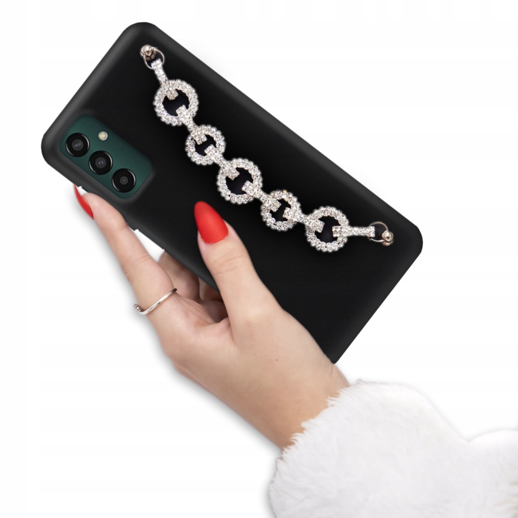 Pouzdro Matné Černé Cover Cross Body Řetízek Zirkony Pro Samsung M23 5G