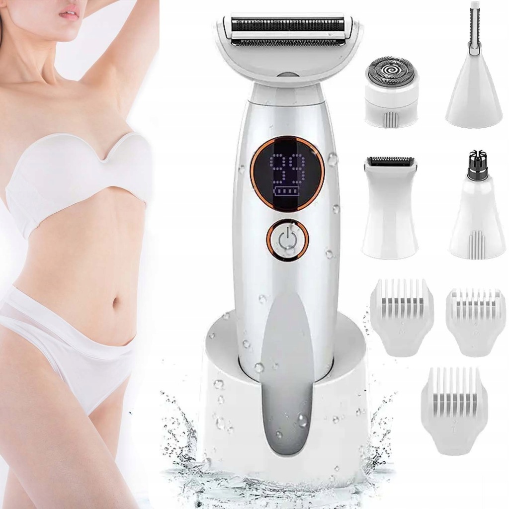 Holicí Strojek Na Tělo Bikini Nohou, Akumulátorový, Voděodolný, 5V1