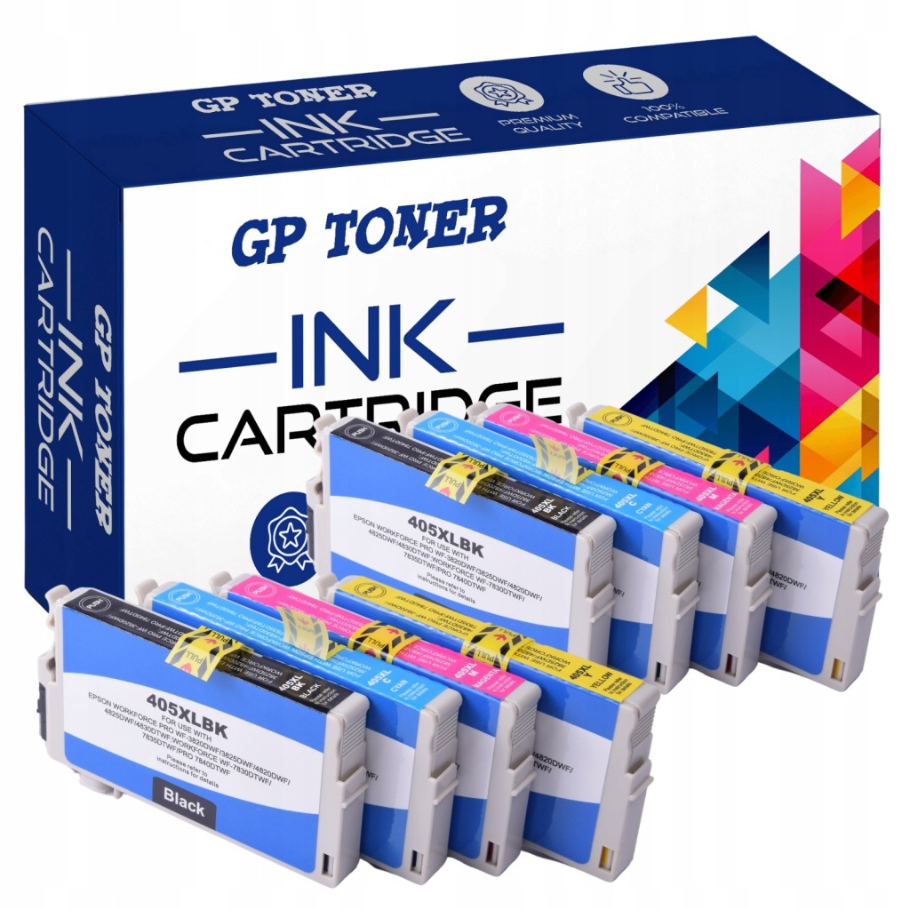 8 x Náplně Do Tiskárny Epson Workforce Pro 405 XL WF3800 WF3820 WF3825 Set