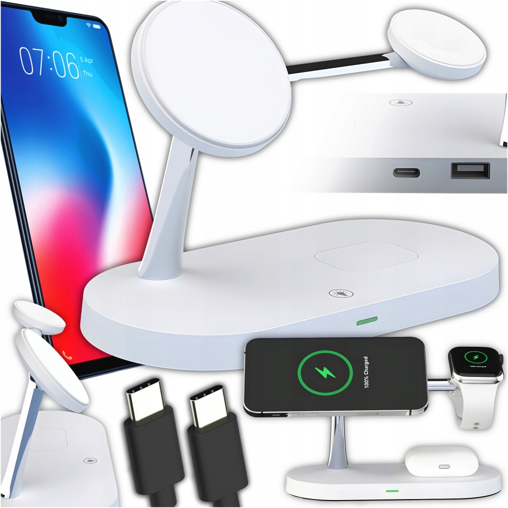 Bezdrátová Indukční Nabíječka Magsafe 15W 3v1 Pro Iphone Airpods Usb-c