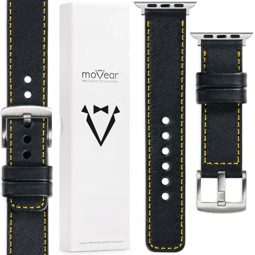 Prémiový řemínek Apple Watch Ultra 10 9 8 7 6 5 Se Černý Ručně vyrobený