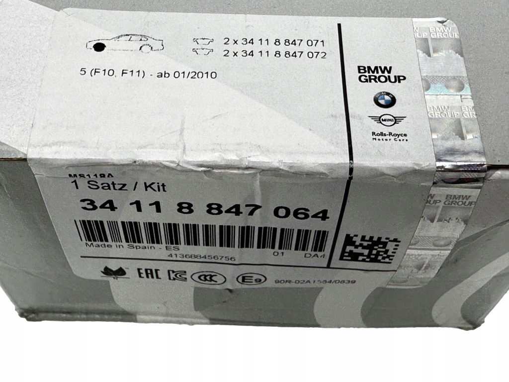 Bmw 5 F10 F11Klocki Hamulcowe Przód Przednie Nowe Oryginał 8847064 — zdjęcie 3
