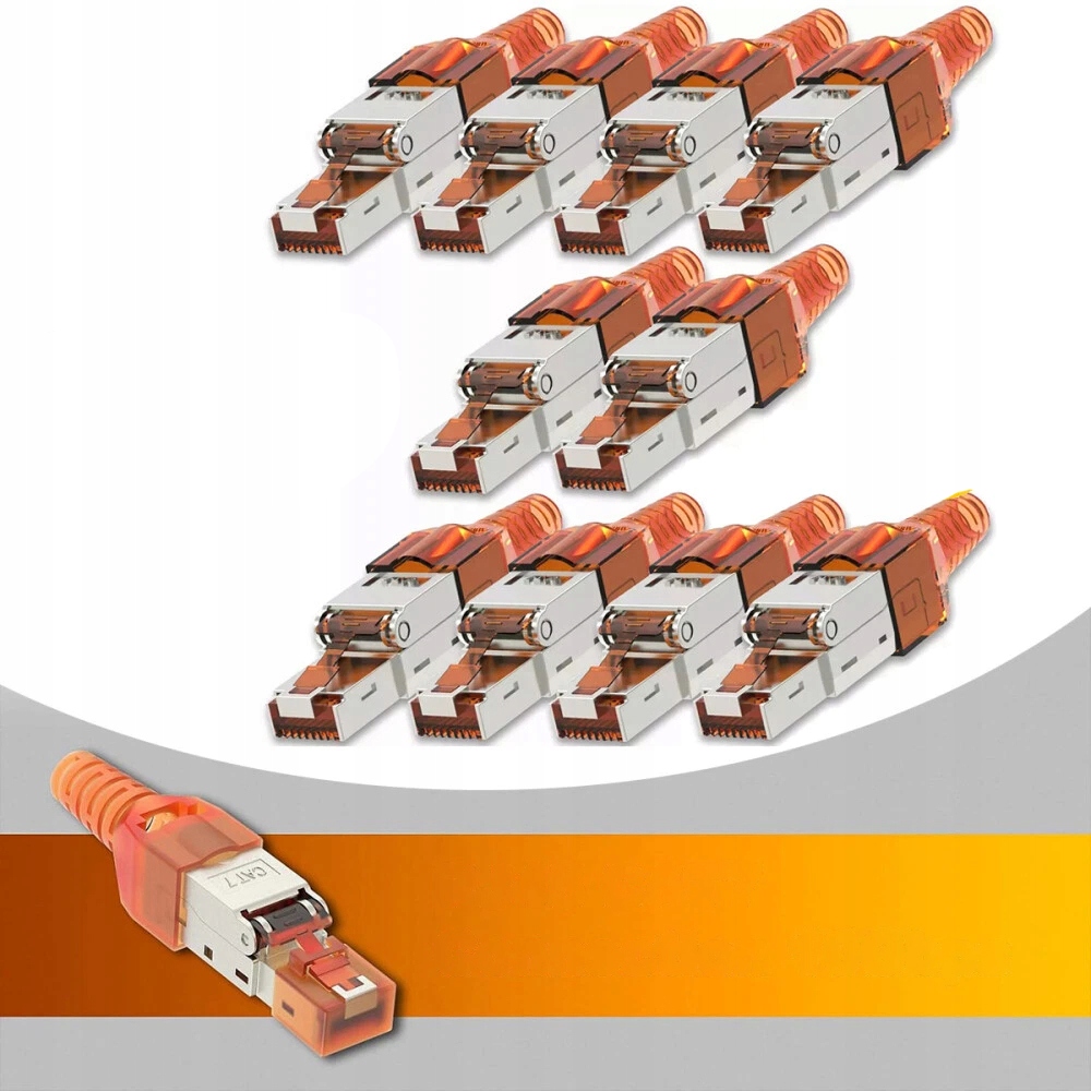 10 Ks Zástrčka RJ45 Stp KAT.6A KAT.7 Beznástrojová