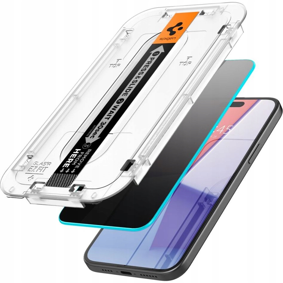 Tvrzené sklo Spigen pro iPhone 15 Pro aplikátor, pro pouzdro, s privátním filtrem sklo