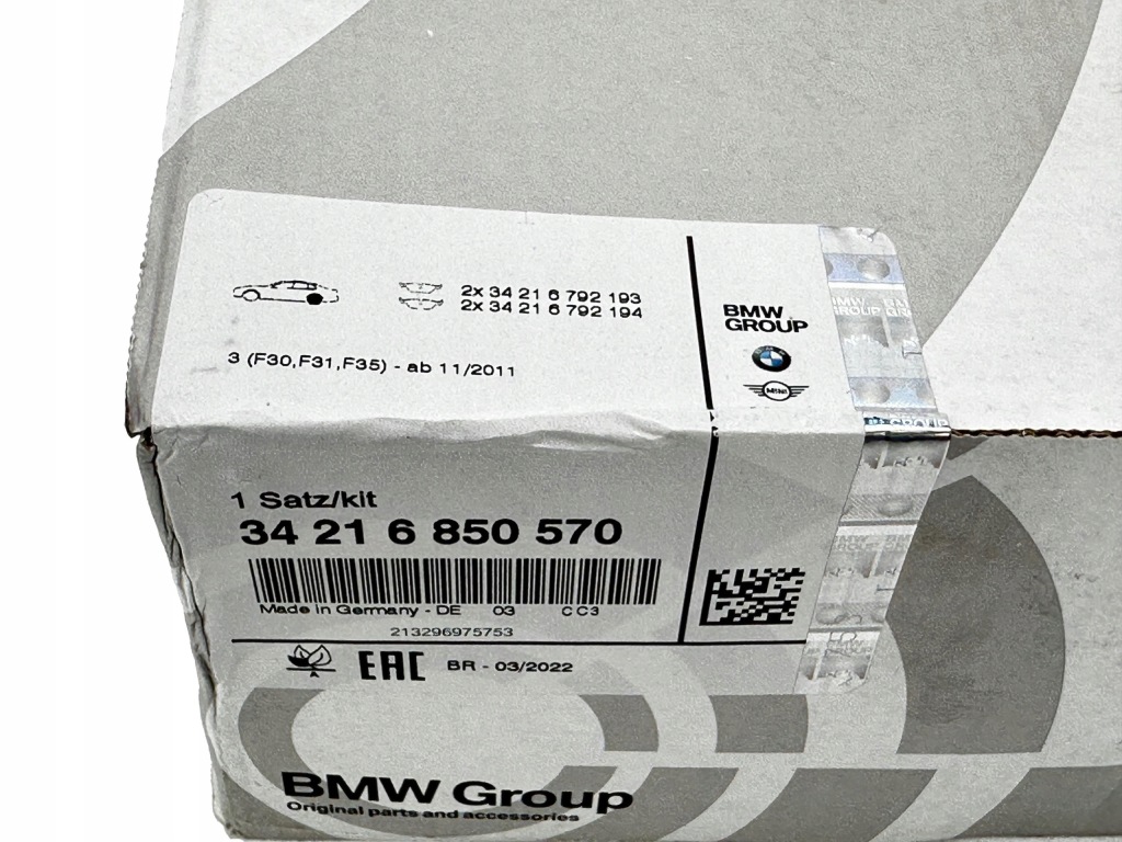 Bmw F30 F32 F33 Klocki Hamulcowe Tył Tylne Nowe 6850570 Oryginał — zdjęcie 3