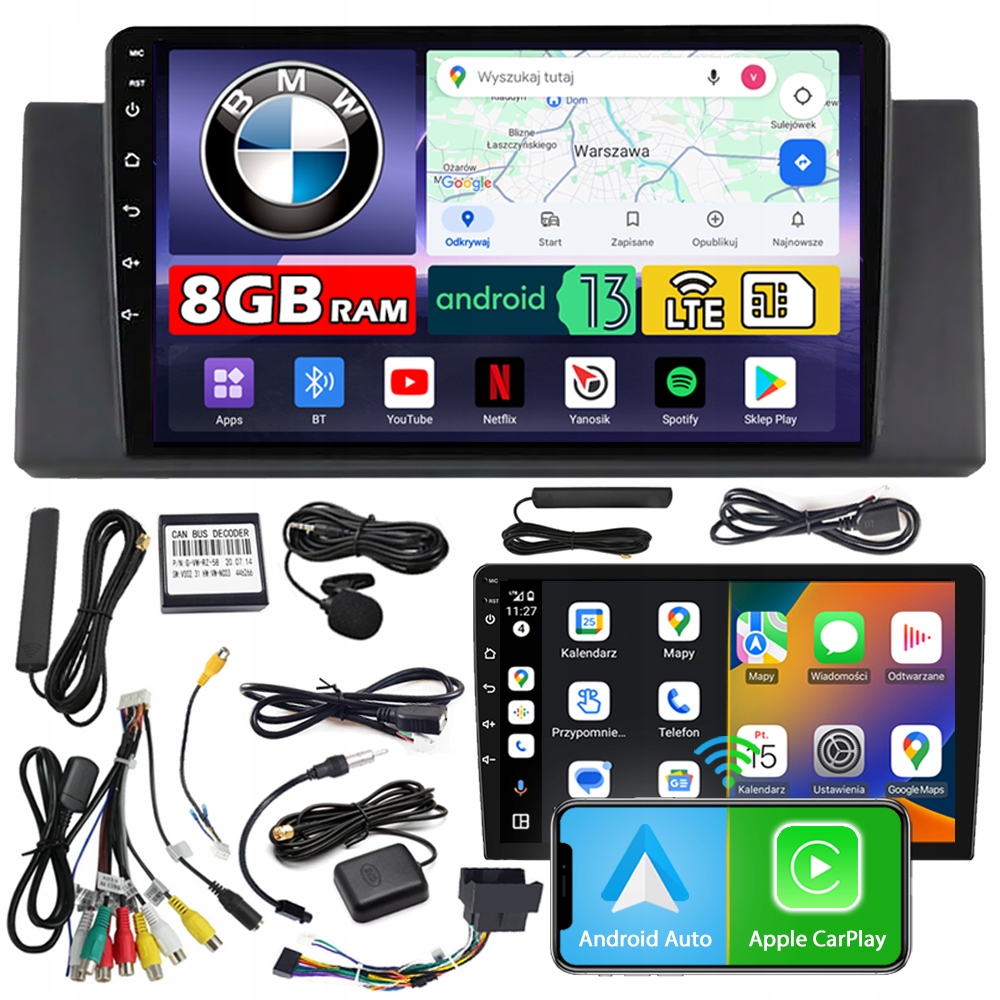 Autorádio Ncs ZQ9 Bmw X5 E53 2000-2005 Android Navigace 8GB Lte