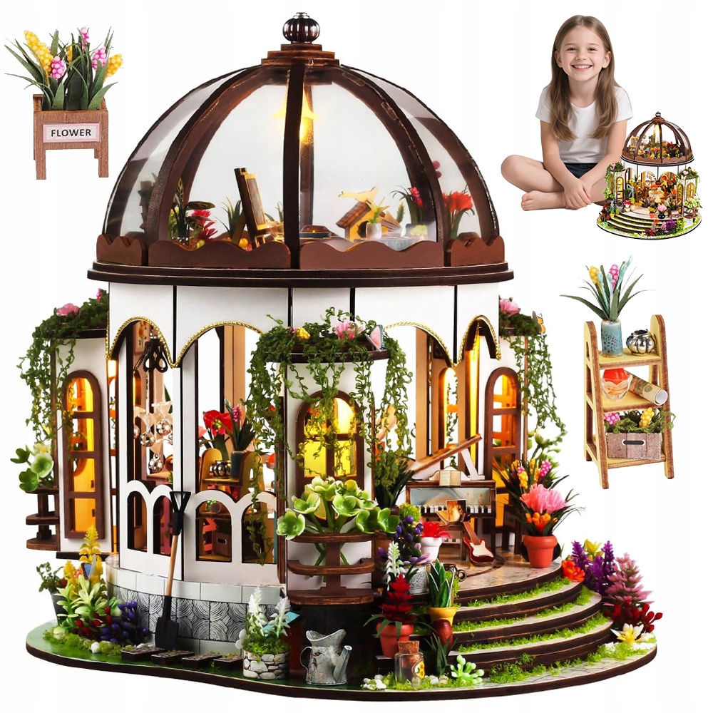 Miniaturní Model Domečku S Led Osvětlením, Mikroskleník Pro Děti