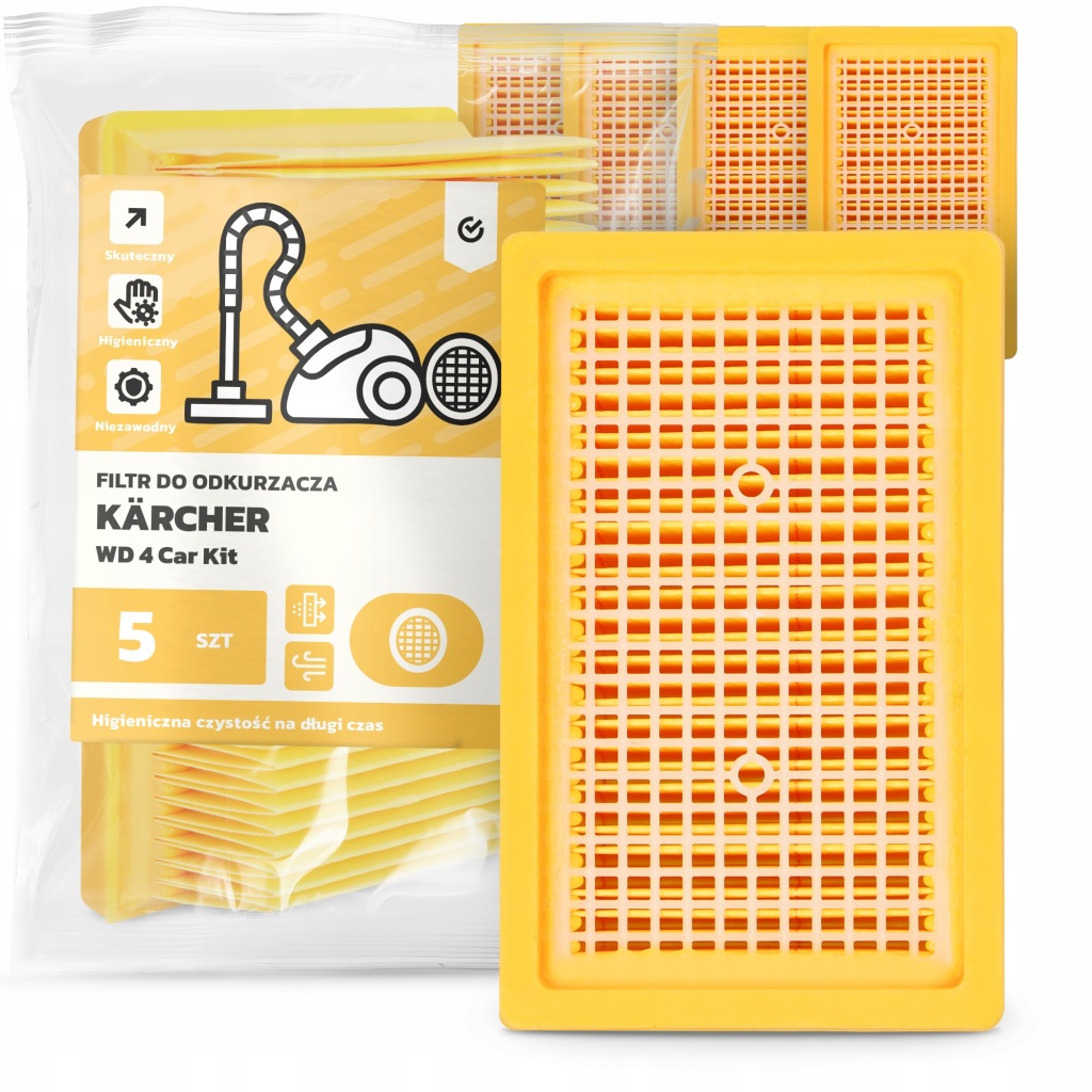 5 x Filtr Pro Vysavač Kärcher Wd 4 Car Kit Vlnitý vzduch Filtry Em-w