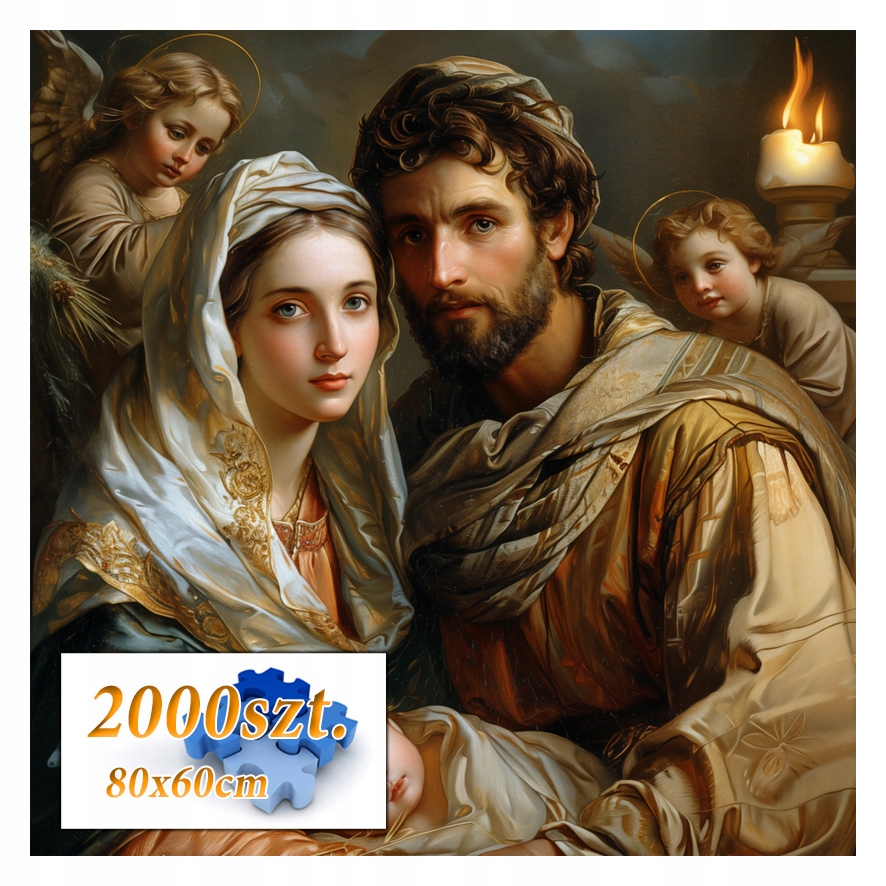 Puzzle Svatá rodina 2000 dílků 80x60 cm Vánoce Ježíšek Marie č. 1