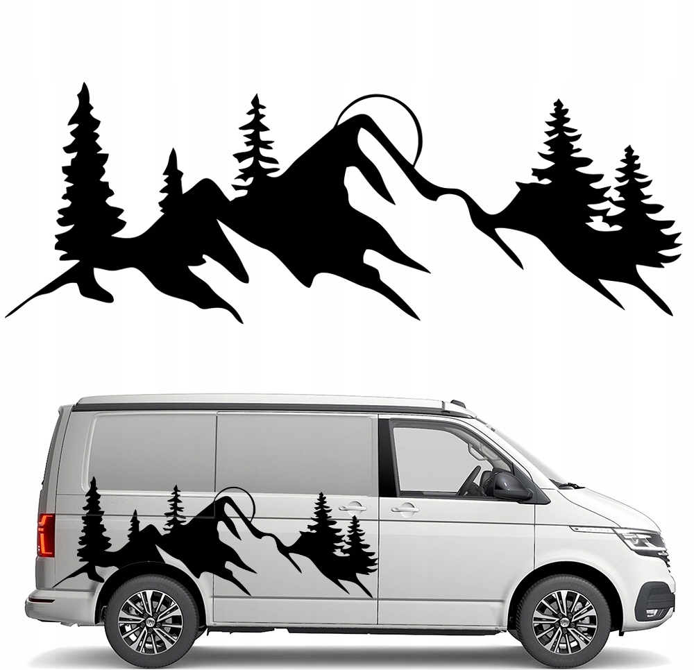 Nálepka Grafika na karavan a přívěs Hory Mountains Las Forest 45x126