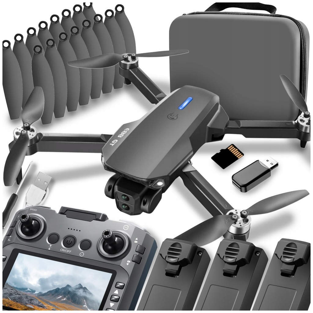 Dron Kontroler S LCD 2 kamery Hračka 120G WiFi 3x Aku 300m Bezkartáčový