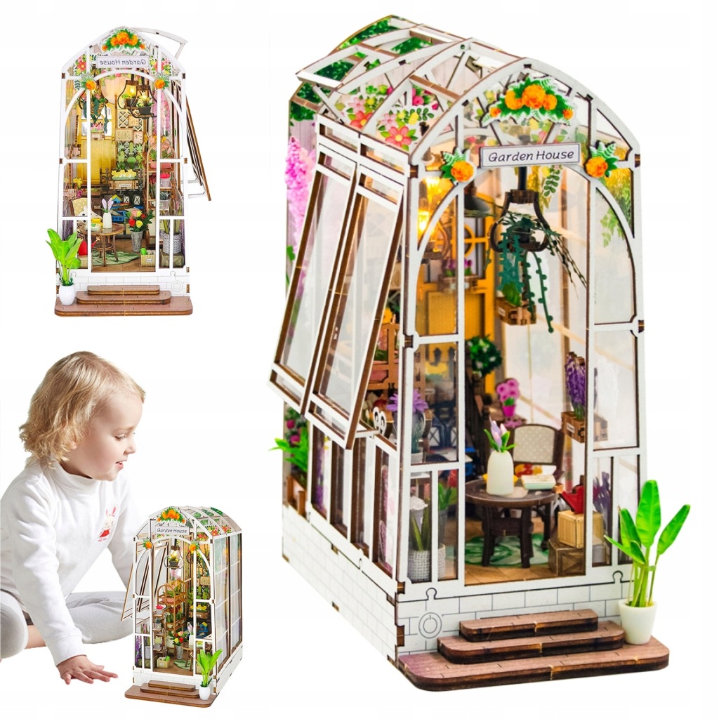 Dřevěný Zahradní Domek Miniaturní Model Průhledný Dárek